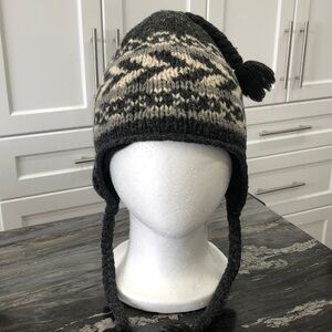 Women’s Fair Isle Wool Knit Earflap Hat – Gray/Cream – Athletic Works